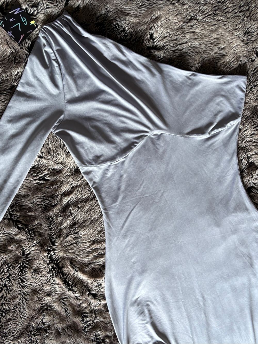 BNWT Nasty Gal One-Shoulder Long Sleeve Dress - Light Gray